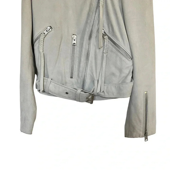ALLSAINTS Plait Balfern Goat Leather Zip Up Biker Moto Jacket Size 2 - Picture 4 of 16